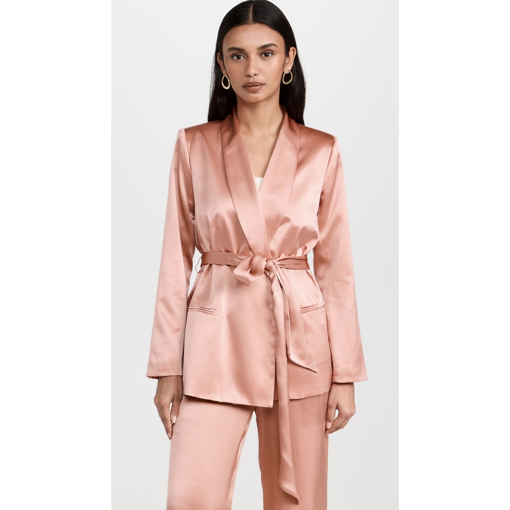 NWT L'Agence Everly Belted Silk-satin Blazer in Pink $750 - Size Medium